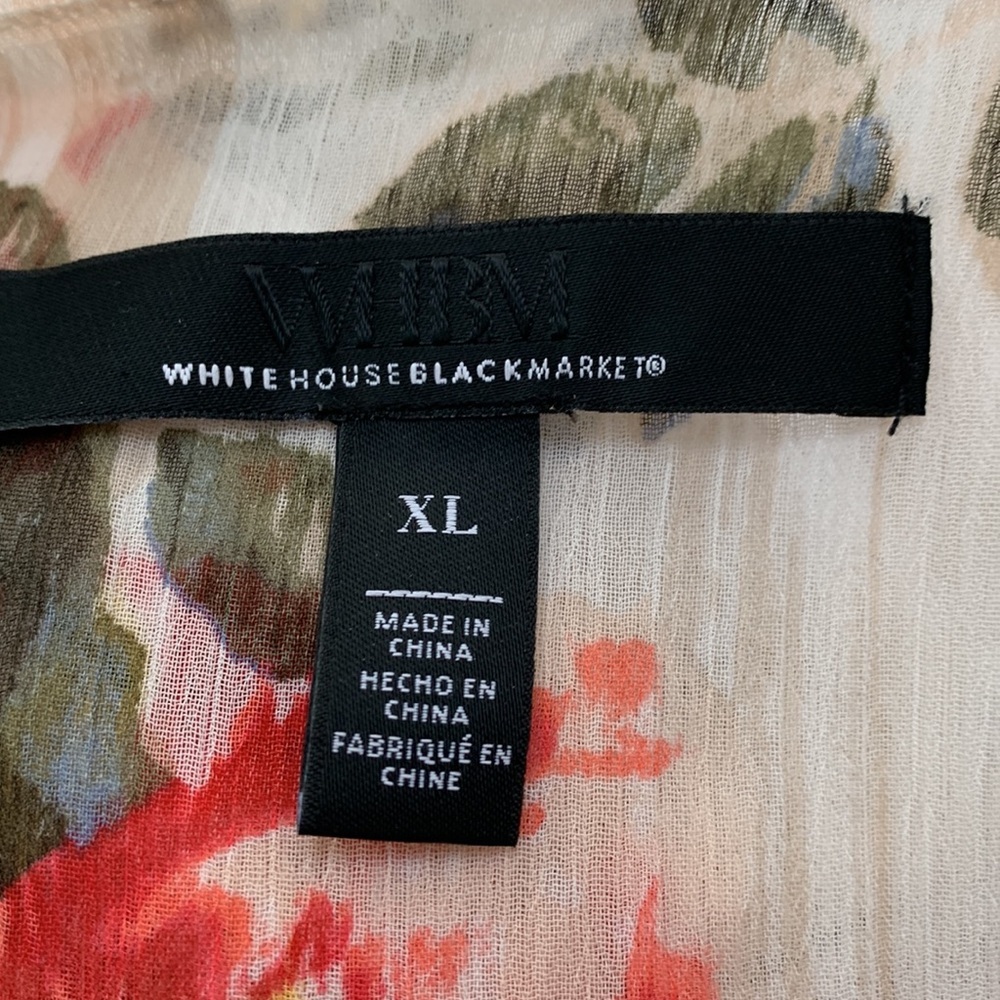 White House Black Market Flutter Sleeve Blouse with Waist Detail - Picture 8 of 10